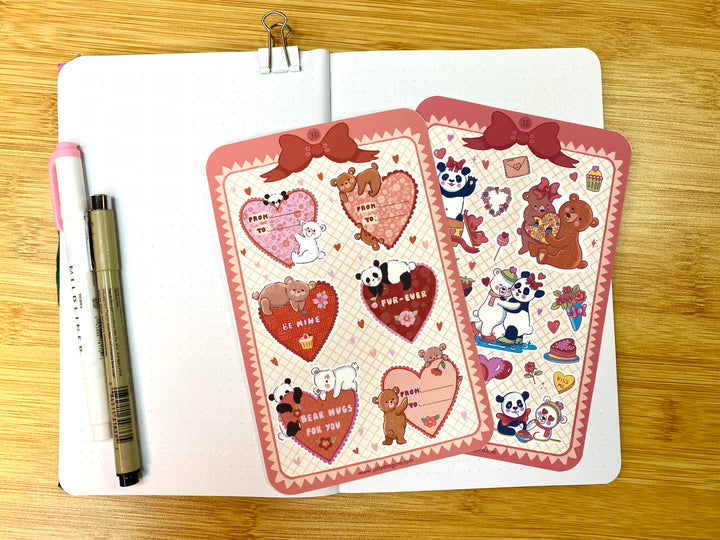 Valentine's bears sticker sheet set