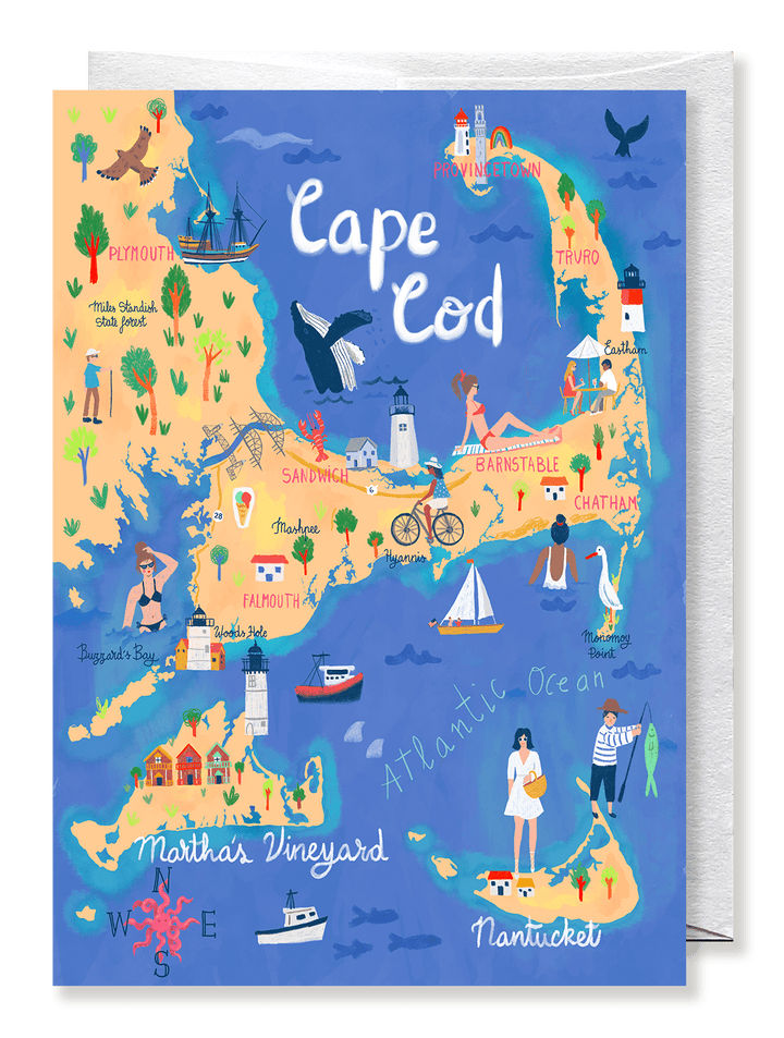 Cape Cod map card, yellow - Jolly Dragons