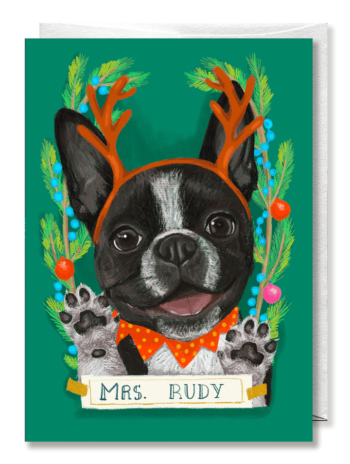 French bulldog Christmas card, "Mr. Rudy" - Jolly Dragons