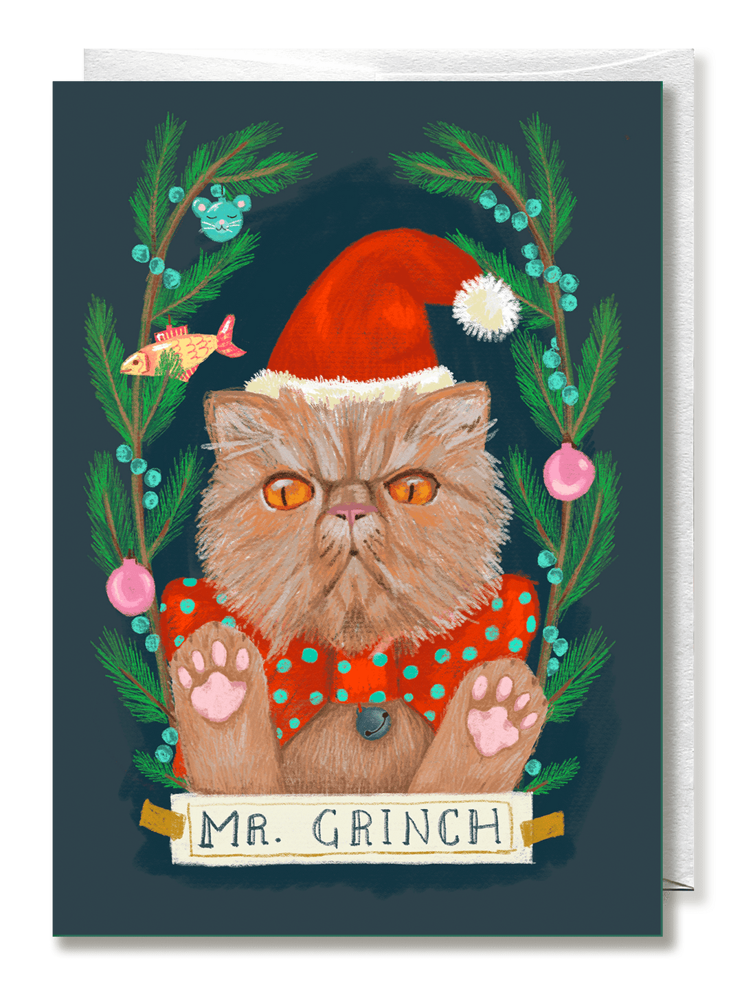 Orange Persian Christmas card, "Mr. Grinch" - Jolly Dragons